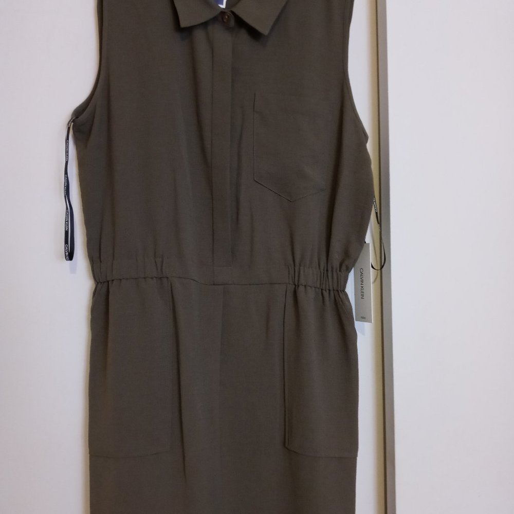 Calvin Klein Mini Dress Tan/ Avocado Brown